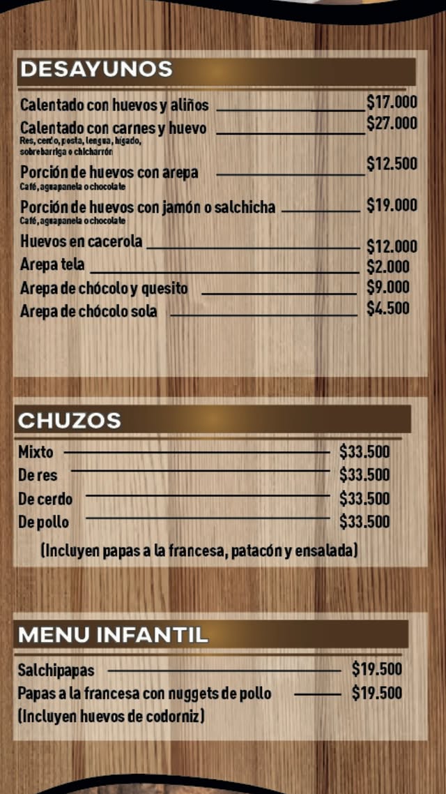Desayunos chuzos y menu infantil